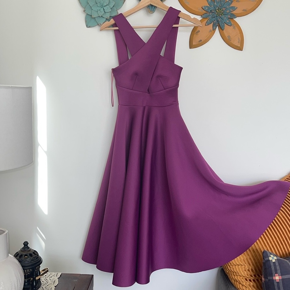 Quiz Scuba Crepe Cross Front Midi Skater Dress